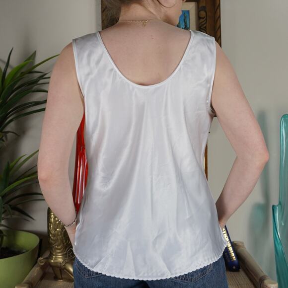 Vintage satin white lace slip tank top - Picture 2 of 5